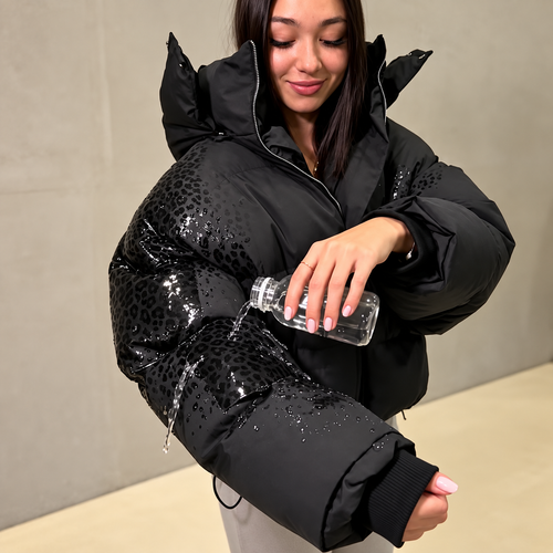 LeopardShield Water-Resistant Hooded Puffer Jacket